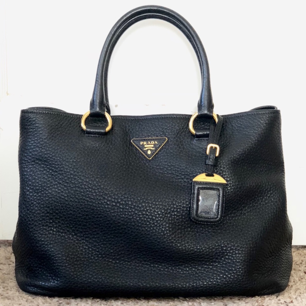 SOLD 😞Prada Black Pebble Leather Vitello Daino